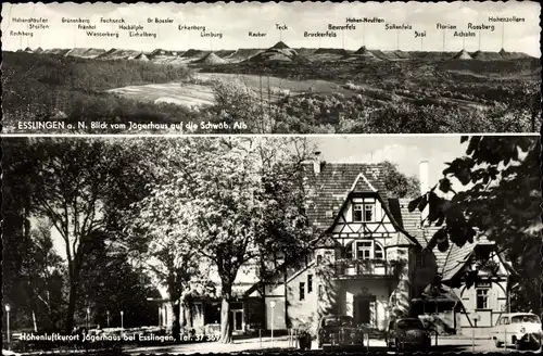 Ak Esslingen am Neckar, Panoramablick vom Jägerhaus, Schwäbische Alb