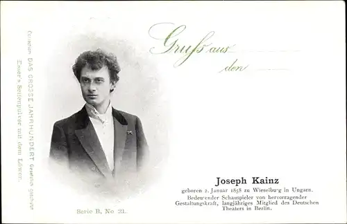 Ak Schauspieler Joseph Kainz, Deutsches Theater Berlin, Portrait, Reklame, Esser's Seifenpulver