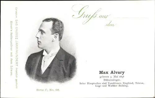 Ak Opernsänger Max Alvary, Portrait, Reklame, Esser's Seifenpulver