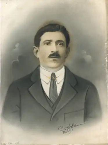 Foto Combalié, Henri, Tolouse, Portrait, Mann, Schnurrbart, Krawatte, Anzug