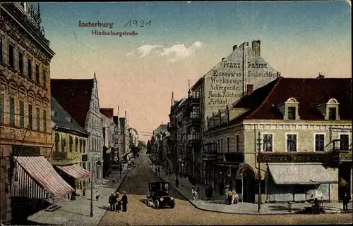 Ak Tschernjachowsk Insterburg Ostpreußen, Hindenburgstraße, Eisenwarenhandlung