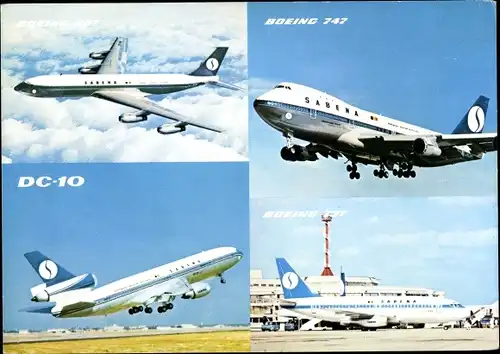 Ak Douglas DC 10, Boeing 747, Boeing 737, Passagierflugzeuge, Belgische Fluggesellschaft Sabena