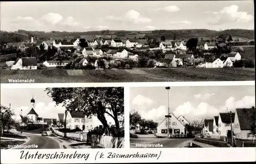 Ak Unterschöneberg Altenmünster in Schwaben, Westansicht, Straßenpartie, Hauptstraße