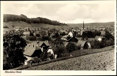 Ak Altenbecken in Westfalen, Gesamtansicht, Kirche, Brücke