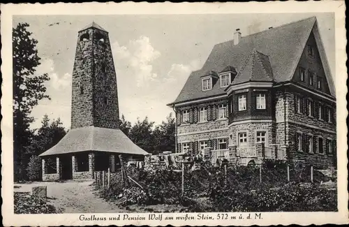 Ak Dossenheim im Rhein Neckar Kreis, Gasthaus Wolf am weißen Stein, Aussichtsturm