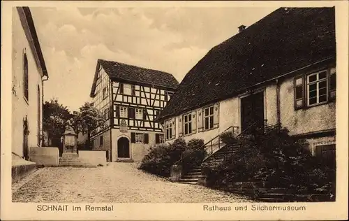 Ak Schnait Weinstadt in Württemberg, Rathaus und Silchermuseum