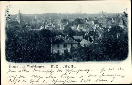 Ak Waiblingen in Württemberg, Teilansicht