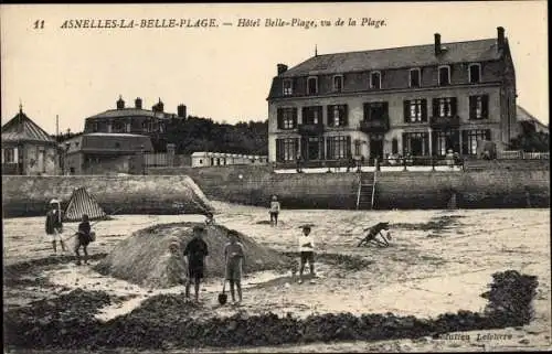 Ak Asnelles La Belle Plage Calvados, Hotel Belle Plage, vu de la Plage