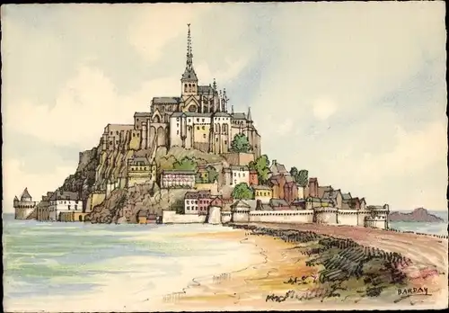 Künstler Ak Barday, Le Mont Saint Michel Manche, Cote Sud