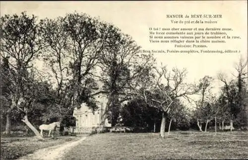 Ak Bény sur Mer Calvados, Manoir, Vue du pré et de la maison