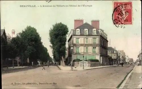 Ak Deauville Calvados, L'Avenue de Villers et l'Hotel de l'Europe