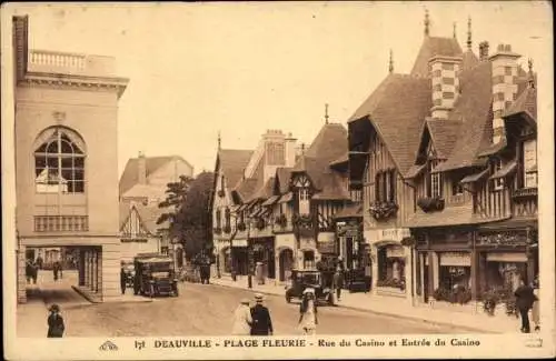 Ak Deauville La Plage Fleurie Calvados, Rue du Casino, Entree du Casino