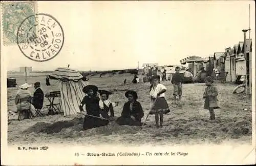 Ak Ouistreham Riva Bella Calvados, Un coin de la Plage