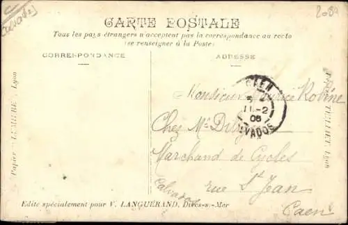 Buchstaben Ak Dives Calvados, pont de Cabourg, Rue de Lisieux, Eglise, Le Port