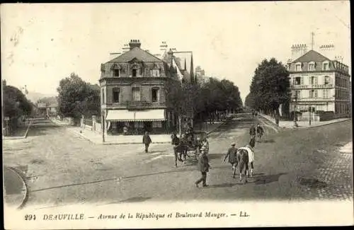 Ak Deauville Calvados, Avenue de la Republique, Boulevard Mauger