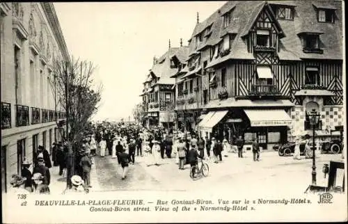 Ak Deauville La Plage Fleurie Calvados, Rue Gontaut Biron, Normandy Hotel
