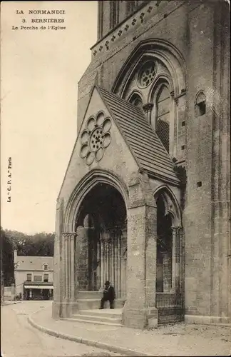 Ak Bernieres Calvados, Le Porche de l'Eglise