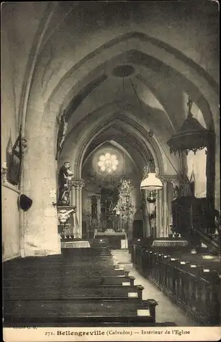 Ak Bellengreville Calvados, Interieur de l'Eglise