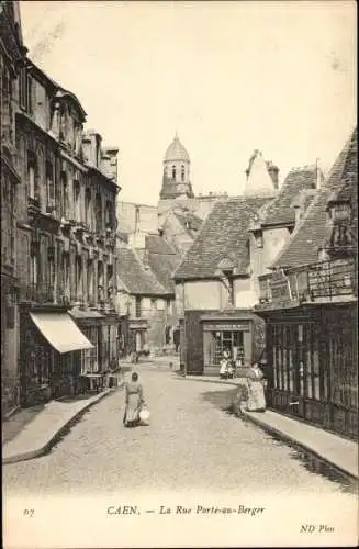 Ak Caen Calvados, La Rue Porte au Berger