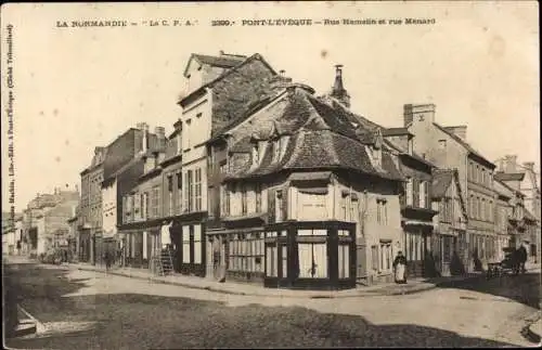 Ak Pont l'Évêque Calvados, Rue Hamelin, Rue Menard