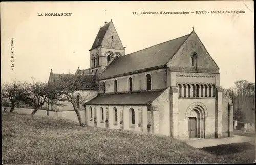 Ak Ryes Calvados, Portail de l'Eglise, Kirche, Portal