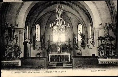 Ak Rumesnil Calvados, Interieur de l'Eglise