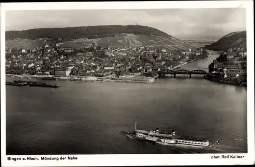 Ak Bingen am Rhein, Mündung der Nahe