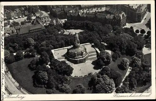 Ak Hamburg St. Pauli, Bismarkdenkmal, Fliegeraufnahme