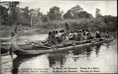 Ak Deutsch Ostafrika Tansania, En Marche vers Biaramulo, Passage de la Kagera