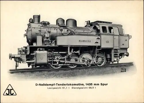 Ak Deutsche Eisenbahn, Dampflokomotive, D Nassdampf Tenderlokomotive, 1435mm Spur, Arn. Jung