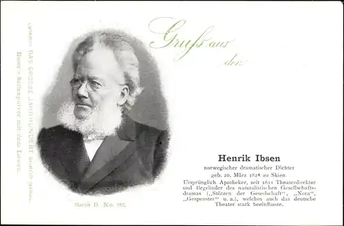Ak Dichter Henrik Ibsen, Portrait, Reklame, Esser's Seifenpulver