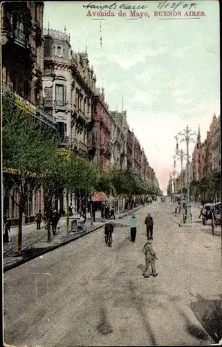 Ak Buenos Aires Argentinien, Avenida de Mayo, Straßenansicht