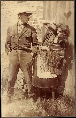 Foto Ak Wildwest Show, Mann und Frau, Schauspieler, Portrait