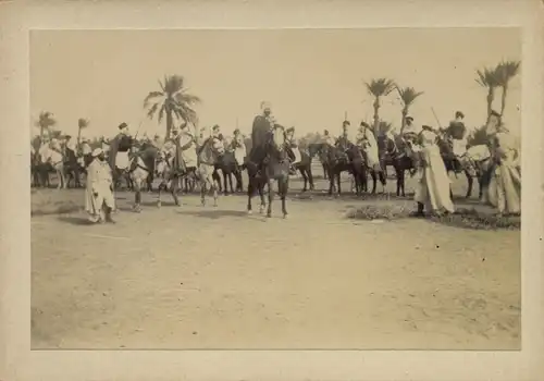 Foto um 1900, Beduinen, Arabische Reiter, Pferde