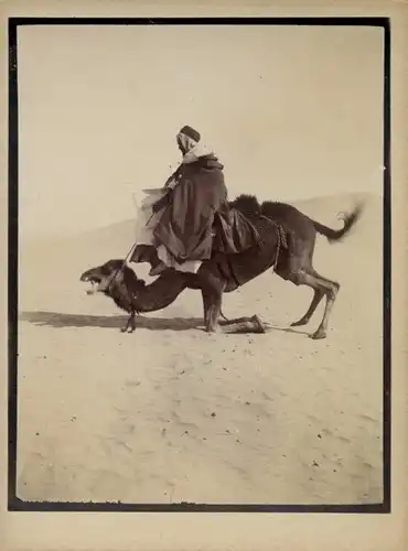 Foto um 1900, Arabischer Reiter auf einem Kamel