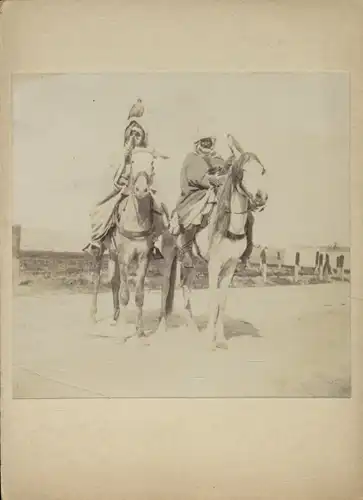Foto um 1900, Arabische Falkner auf Pferden