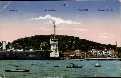 Ak Kiel an der Ostsee, Acheron, Signalstation, Yachtklub, Seebadeanstalt