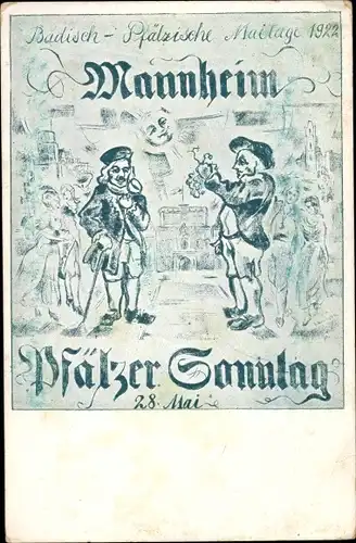 Künstler Ak Mannheim in Baden, Badisch Pfälzische Maitage 1922, Pfälzer Sonntag