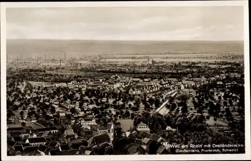 Ak Weil am Rhein, Gesamtansicht mit Dreiländerecke