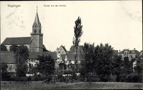 Ak Güglingen in Württemberg, Partie mit der Kirche