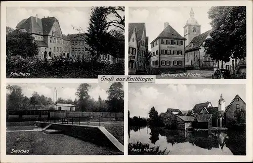 Ak Knittlingen in Württemberg, Schule, Rathaus, Kirche, Stadtbad, Rotes Meer