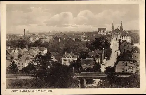Ak Ludwigsburg in Württemberg, Totale mit Villenviertel