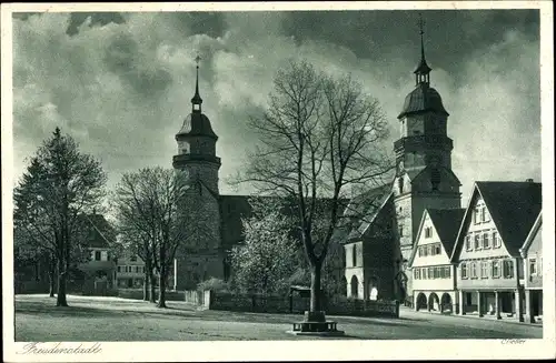 Ak Freudenstadt im Nordschwarzwald, evangel. Stadtkirche, Platz