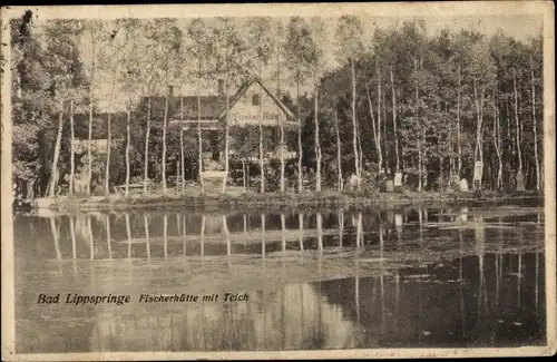 Ak Bad Lippspringe in Westfalen, Fischerhütte mit Teich