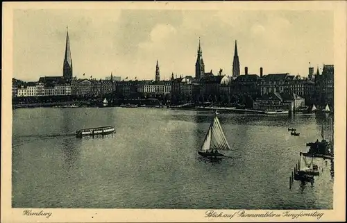 Ak Hamburg Mitte Altstadt, Blick auf Binnenalster und Jungfernstieg