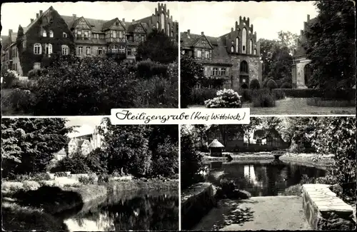 Ak Heiligengrabe, Blick auf Fachwerkhaus, Giebel, Teich, Brücke, Parkanlage