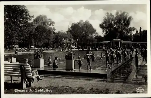 Ak Singen Hohentwiel Baden Württemberg, Freibad, Aachflussbad