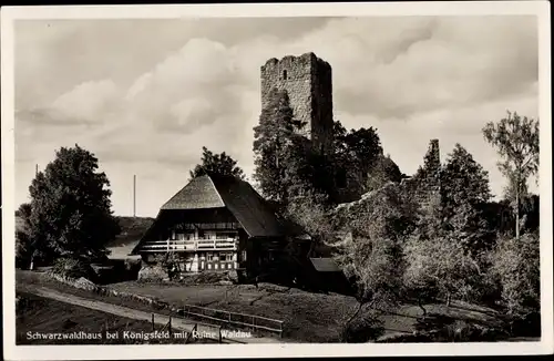 Ak Buchenberg Königsfeld im Schwarzwald Baden, Schwarzwaldhaus, Ruine Waldau