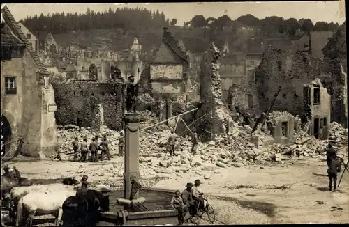 Foto Ak Löffingen im Schwarzwald, Zerstörung durch Großfeuer