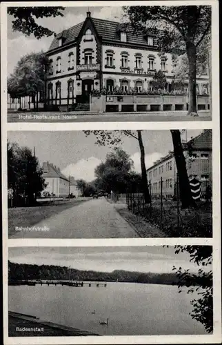 Ak Rehagen Klausdorf am Mellensee, Hotel Noack, Bahnhofstraße, Freibad